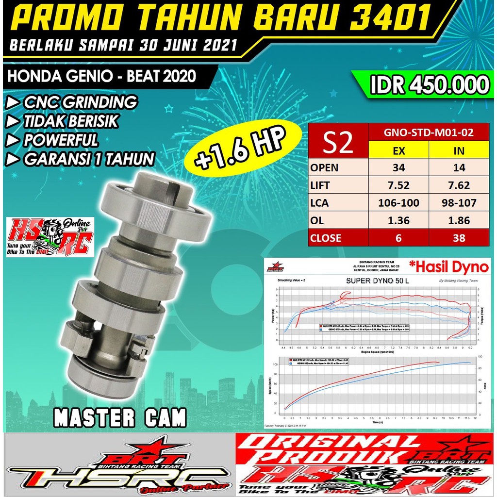 Jual Noken As Kem Brt Genio Beat Fi Esp New Led Camshaft Racing Scoopy Ads Mastercam