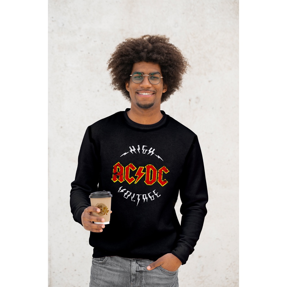 SWEATER ACDC / CREWNECK BAND DISTRO MUSIK ROCK / SWITER PRIA WANITA HITAM UNISEX