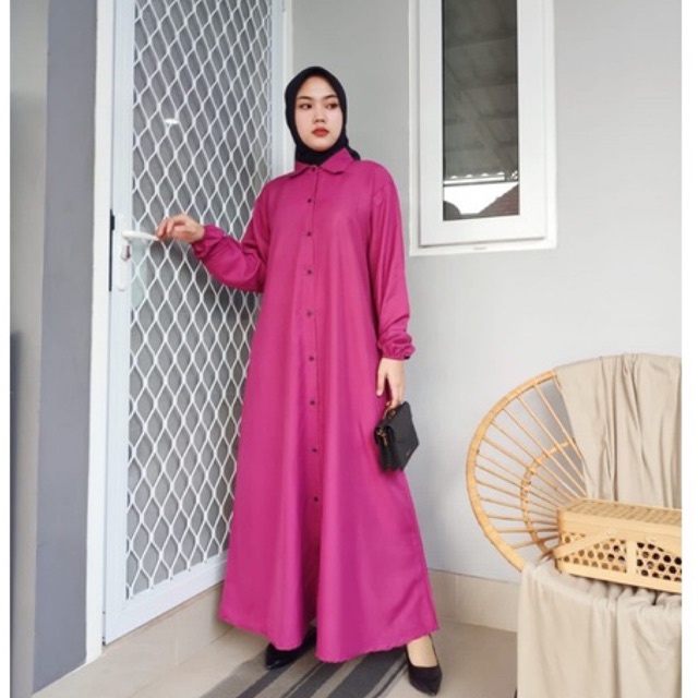 IZANY Gamis Dewasa Dress Shakila / Dress Button XL - XXL jumbo Polos plain