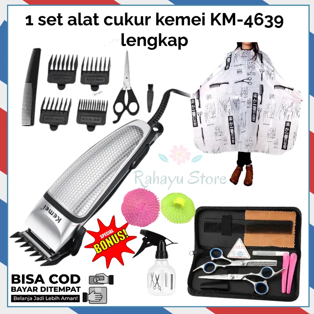 Jual Paket Murah Lengkap Alat Potong Rambut Clipper Kemei Km 4639 Mesin Cukur Rambut Listrik 