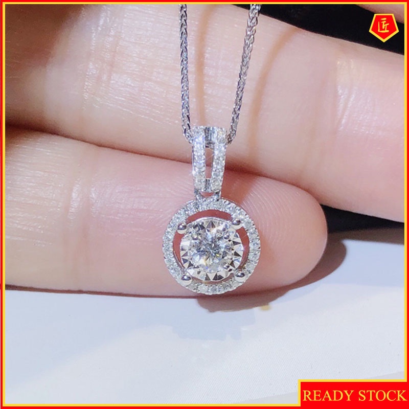 [Ready Stock]3 Karat Necklace Female Zircon Pendant Elegant Fashion