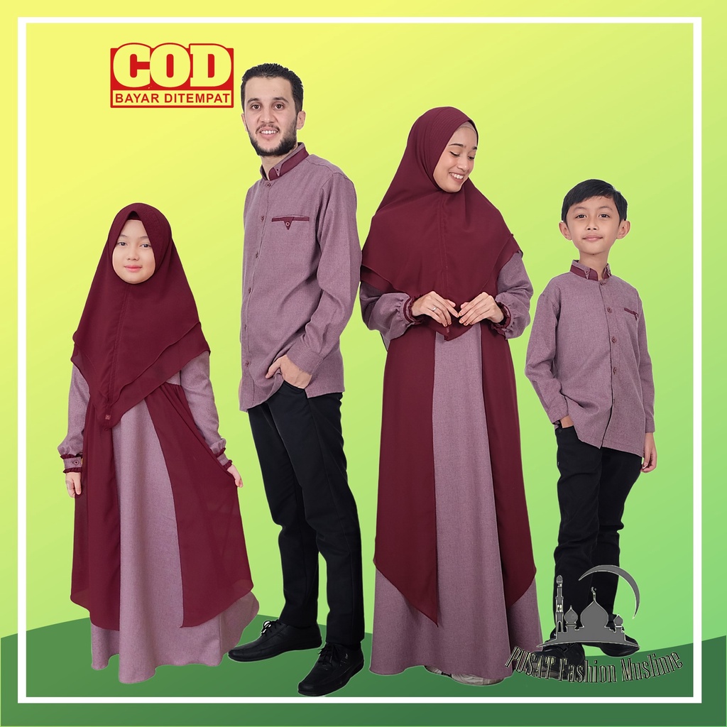 Gamis Sarimbit Keluarga Couple Muslim Keluarga Ayah Ibu Anak Perempuan Laki Pria Cowok