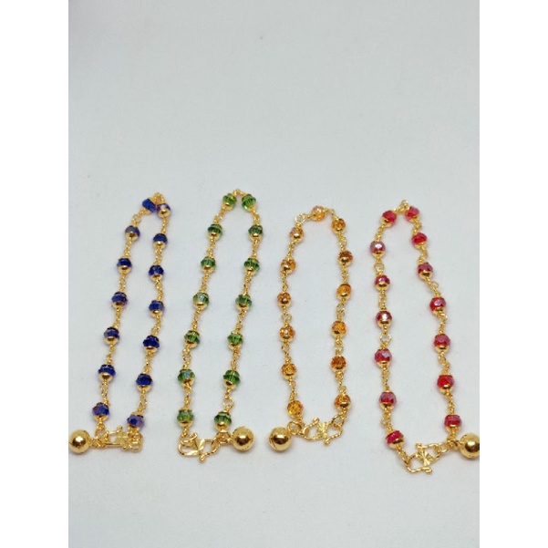 GELANG TANGAN KRISTAL WARNA UNTUK ANAK&amp;DEWASA PERAK 925 LAPIS EMAS 24K