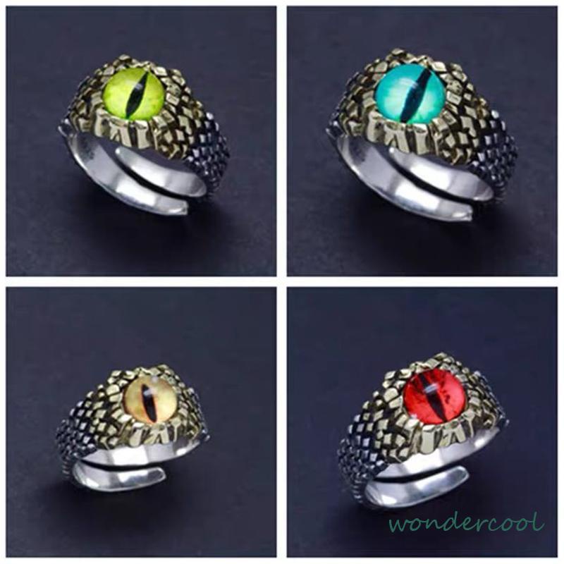 2022 Cincin Pria Desain Mata Merah Bahan Metal Gaya Retro Punk Rock Untuk Pesta Motor-Won