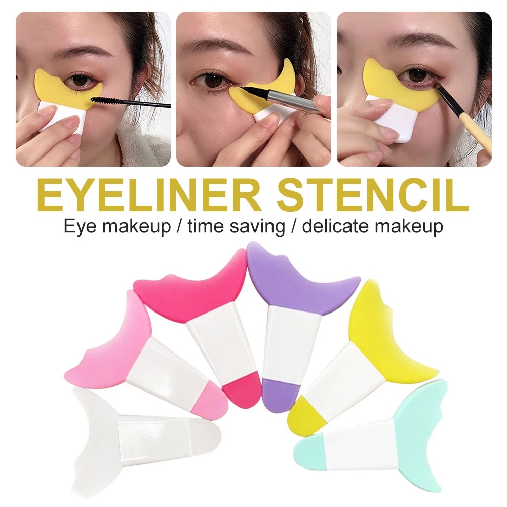 3 In 1 Alat Bantu Pembentuk Bulu Mata / Eyeshadow / Eyeliner Multifungsi Reusable Bahan Silikon Lembut Untuk Pemula