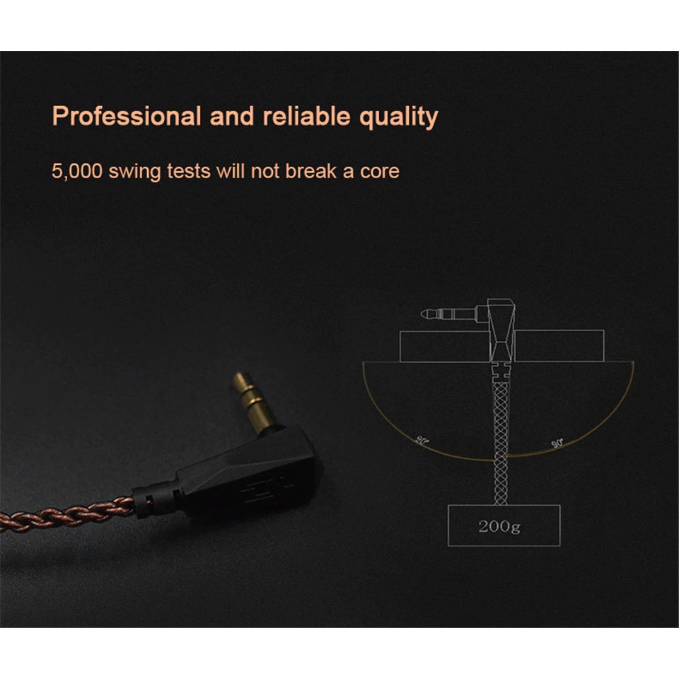 KZ Dark High Purity Copper Cable with Mic Kabel KZ ZSN Pro X  ZS10 Pro ZSX ZAX DQ6 EDX Pro ZEX Pro EDS ZAS ASX AS16 AS12 ZST ZST X ED12 EDX