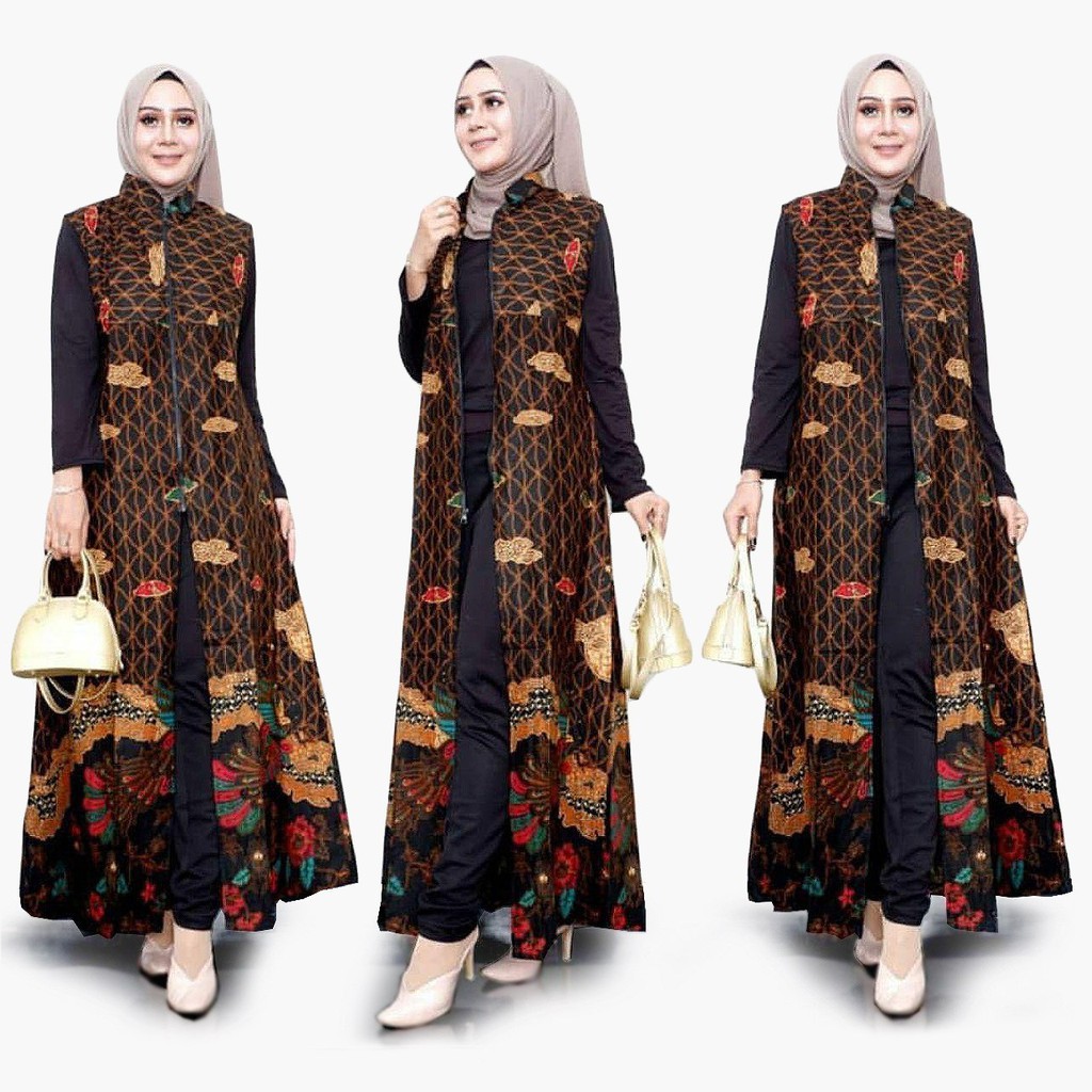 Long cardy/outerwear/cardigan batik katun premium motif mega angsa ukuran M - XXXL