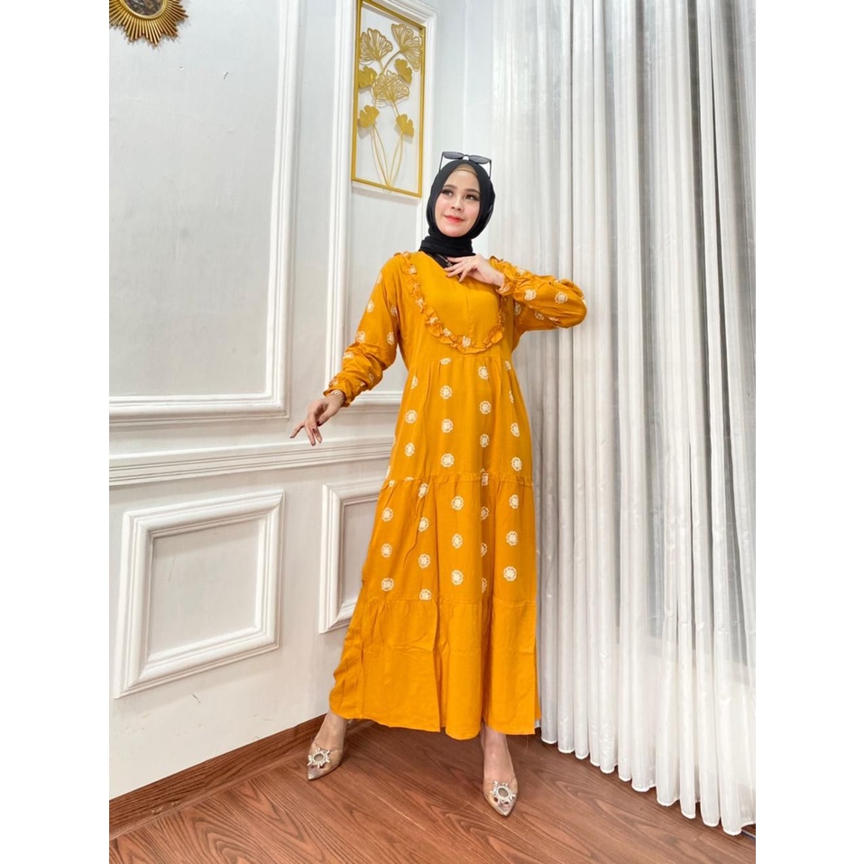 1KG MUAT 4PCS | MARISA RUFFLE DRESS GAMIS RAYON HITS OOTD SELEBGRAM FASHION WANITA TERBEST SELLER