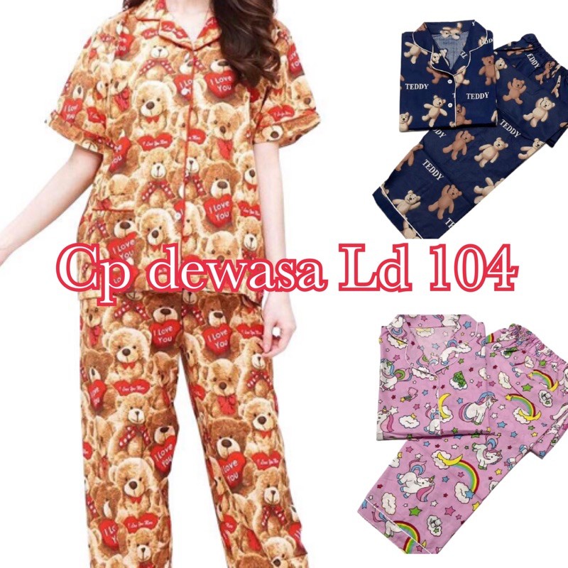 bajutidur katun jepang motif cp ld 104 lengan pendek celana panjang