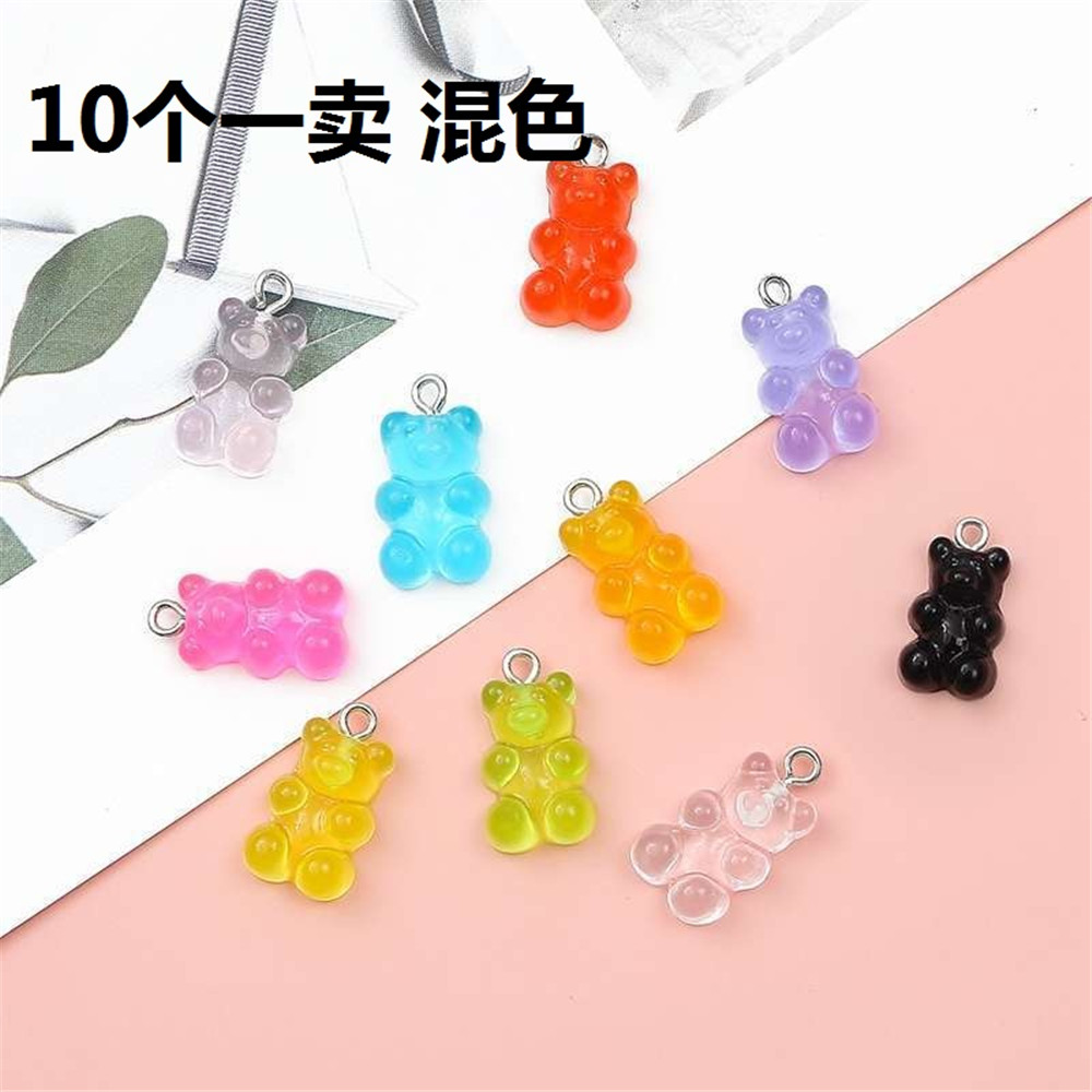 【COD Tangding】10PCS/SET  Colorful Bear Pendant Accessory Diy for Earrings Necklace Bracelet Random Color