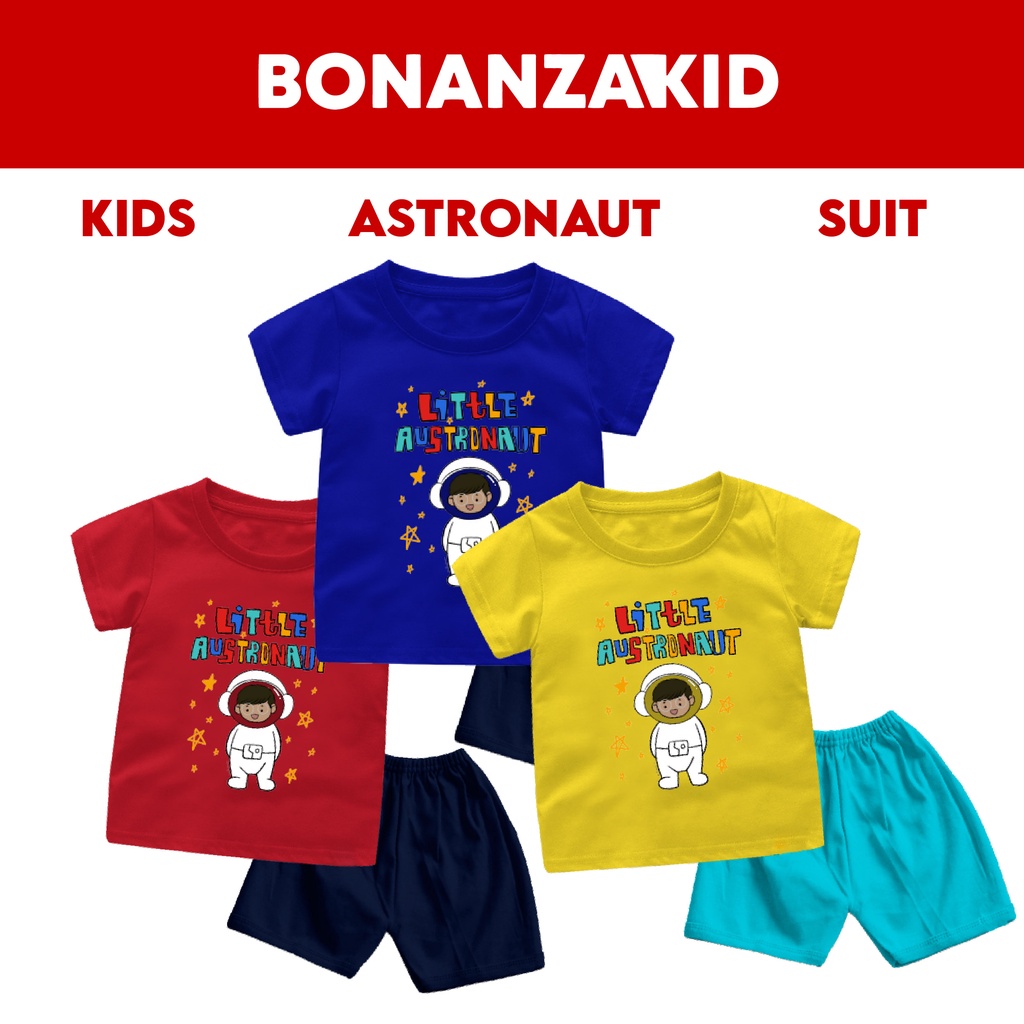 Setelan Bayi &amp; Anak Kaos Little Astronot Untuk Usia 6 Bulan-8 Tahun Bahan Katun Combed 30s