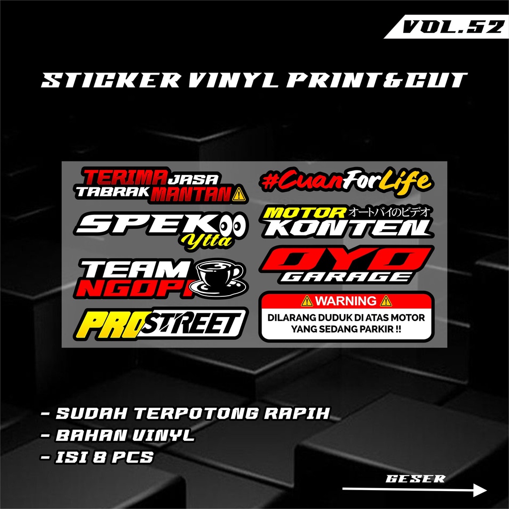 Sticker Racing Vinyl Pack Print &amp; Cut Stiker Motor