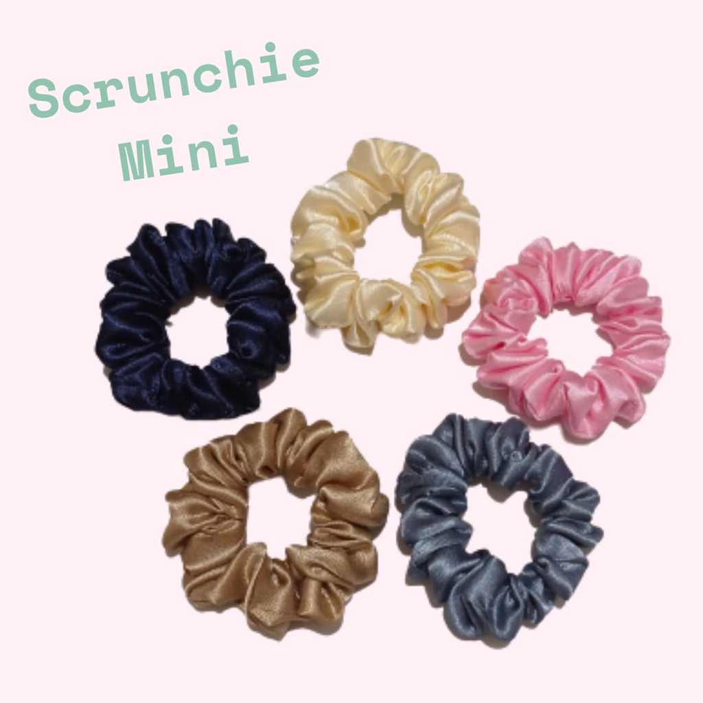 Ikat Rambut Scrunchie Mini Set Isi 5 Pcs Kunciran Satin Glossy