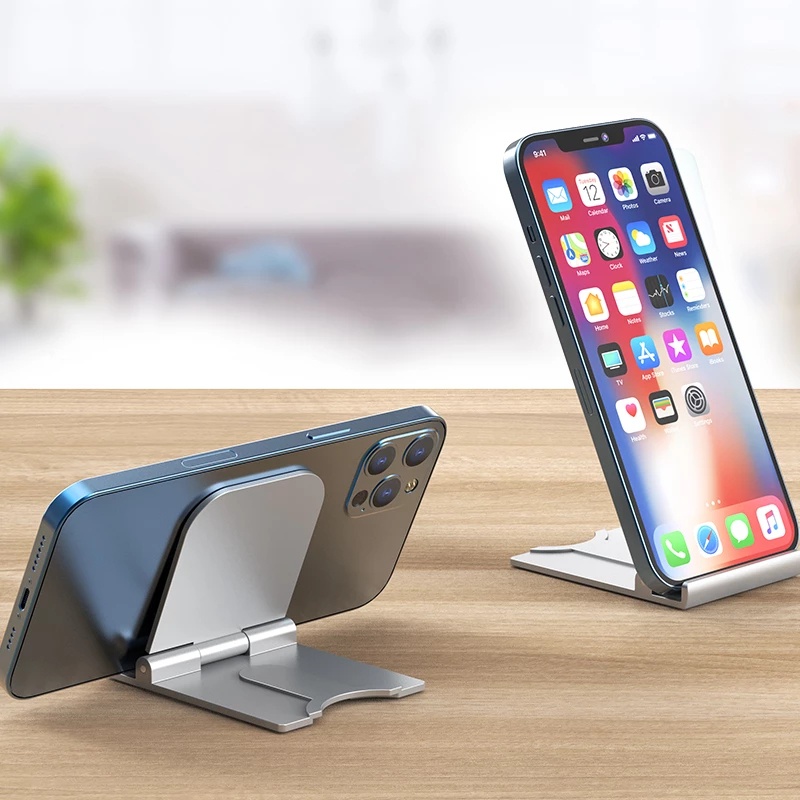 Stand Holder HP Handphone phone holder desktop stand asli disesuaikan desain lipat Hitam Portable Foldable dudukan telepon desktop Sudut dapat disesuaikan