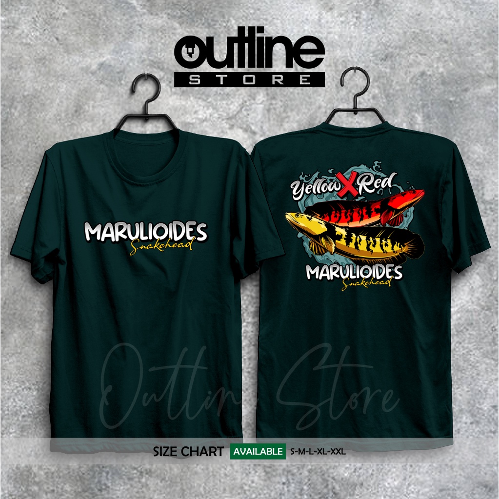 Kaos / Baju Channa SNAKEHEAD FISH THE PREDATOR KAOS IKAN CHANNA MARU MARULIOIDES Yellow X Red Terbar