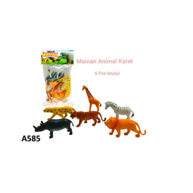Mainan Wild Animal Mainan Binatang Karet Ukuran Besar 6 Pcs