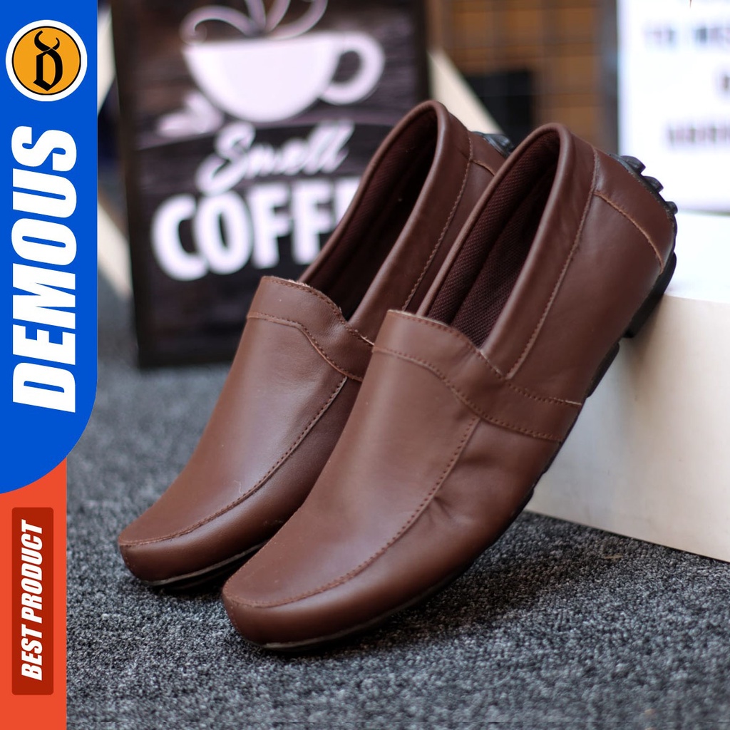 DEMOUS Yamca - Sepatu Casual Slip On Pria Kulit Asli