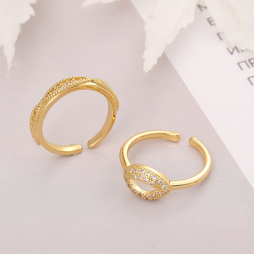 Tembaga mikro inlay bibir cincin berlapis emas pribadi perhiasan kecil cincin wanita cincin