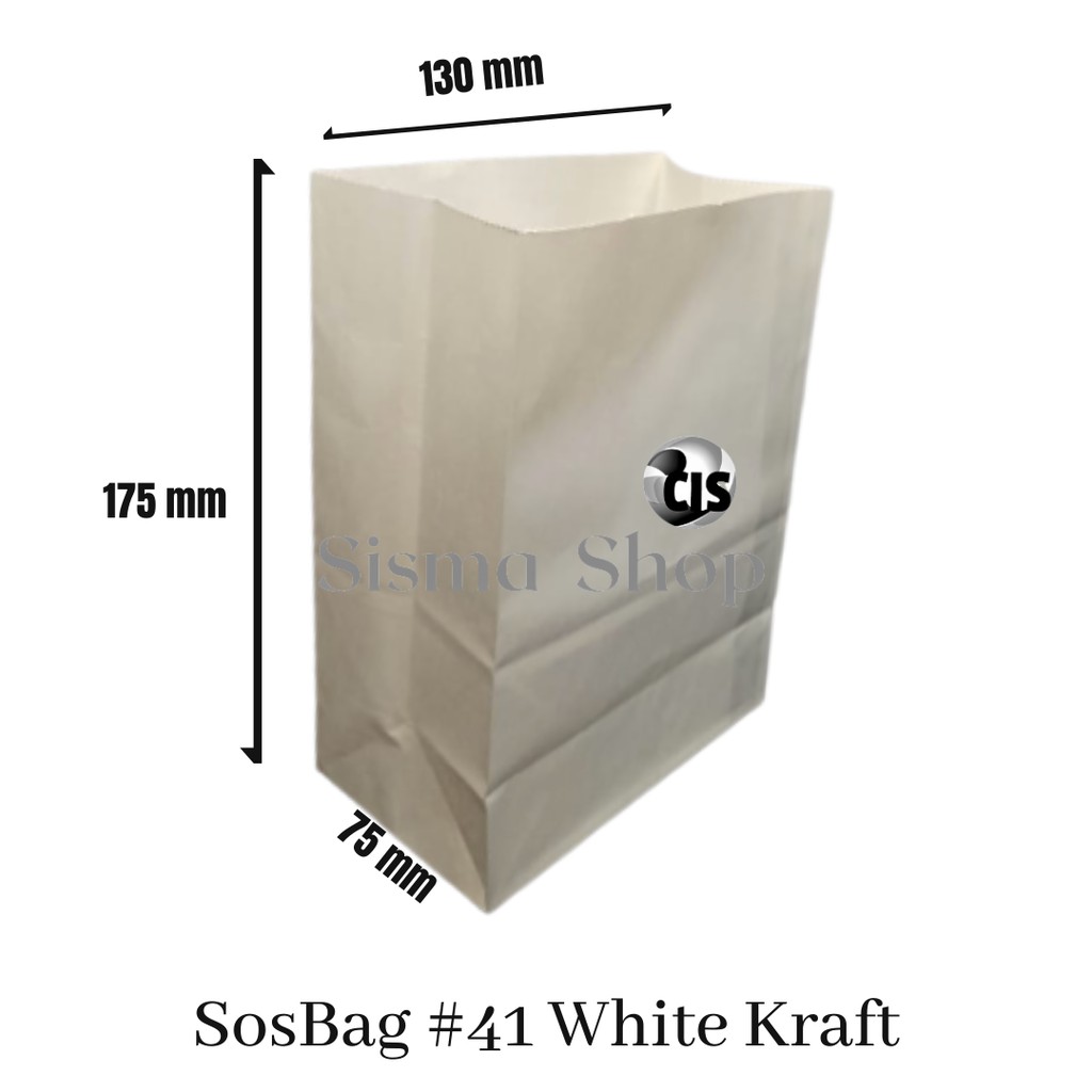 

Paper Bag Putih #41 - White Kraft Kantong Kertas Roti - 100 pcs