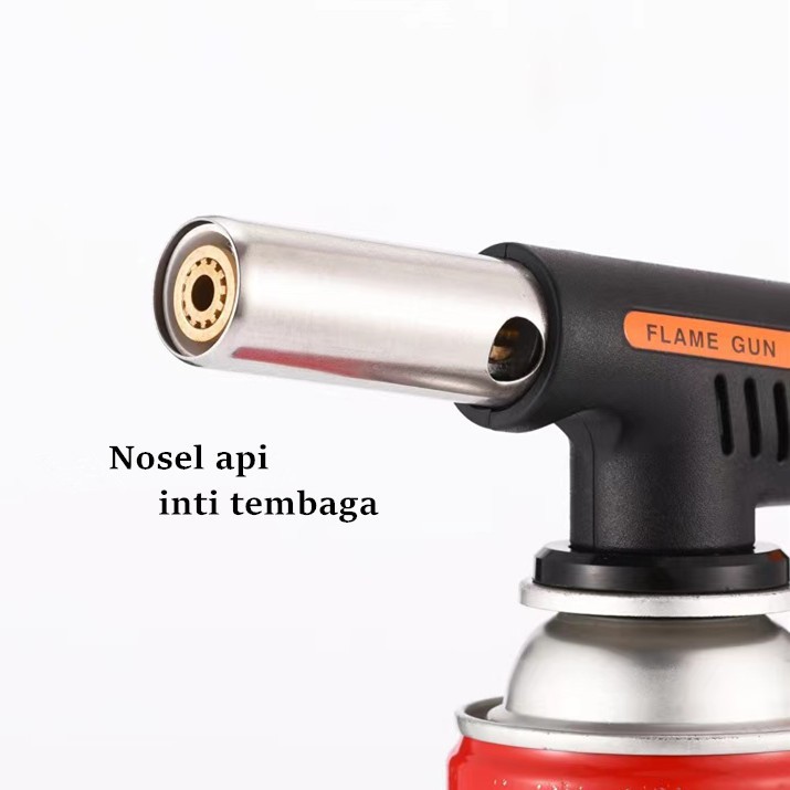 Paket Gas Torch Portable Safety/Pematik Gas Kompor/Api Blow Torch/Flame Gun+ Gas Hi Cook 230 gr