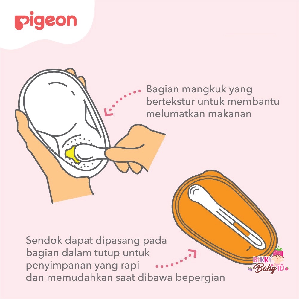 Pigeon Feeding Dish Bowl Mangkok MPASI Bayi Grinder Wadah Makan Sendok Berry Mart