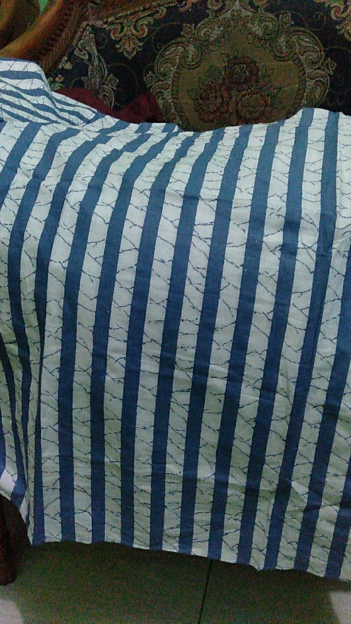 Blus Lonceng Biru Lawasan Monochrome Katun Batik Modern Premium Blouse Wanita Cewek Indigo Sheena