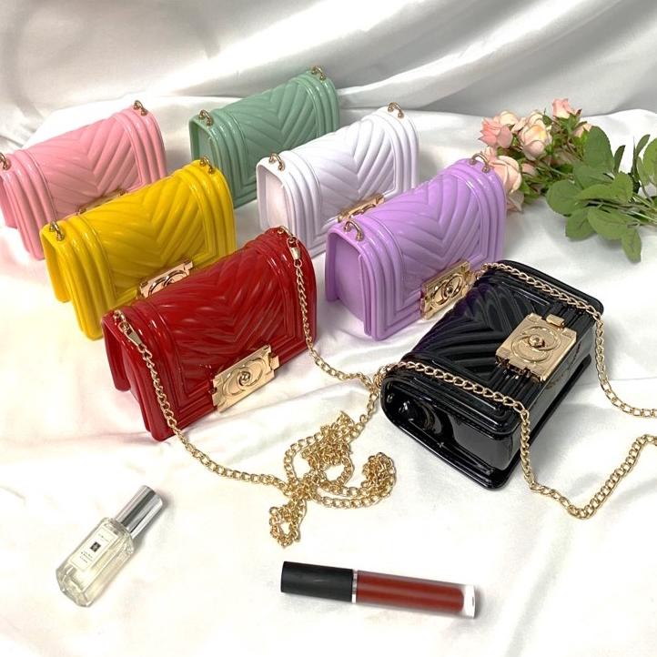 Muraaaahh.. TAS IMPORT GROSIR - T5157 Tas Jelly Mutiara Model Besar / Tas Selempang Wanita / Tas Fas