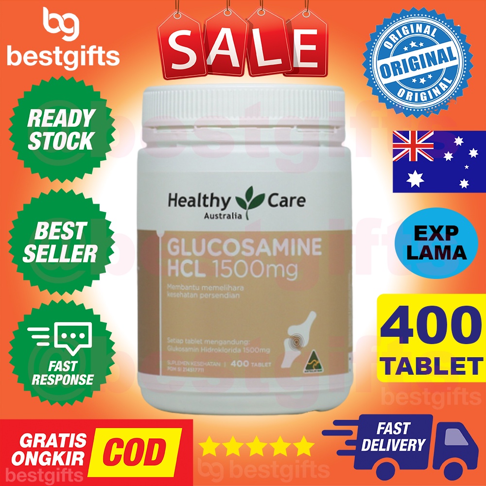 HEALTHY CARE AUSTRALIA GLUCOSAMINE HCL 1500 MG VITAMIN GLUKOSAMIN RADANG SENDI TULANG 400 TABLET