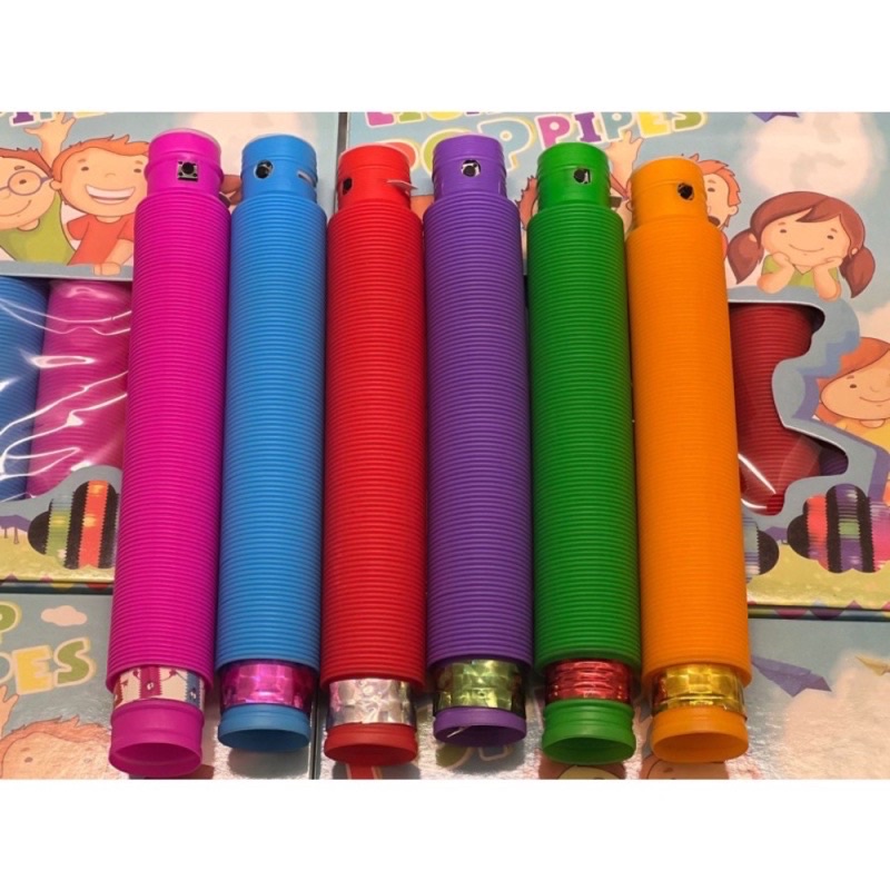 PIPA LAMPU WARNA-WARNI POP TUBES Light Up Pop Pipes / Lampu stick Pipa Selang Fidget toys