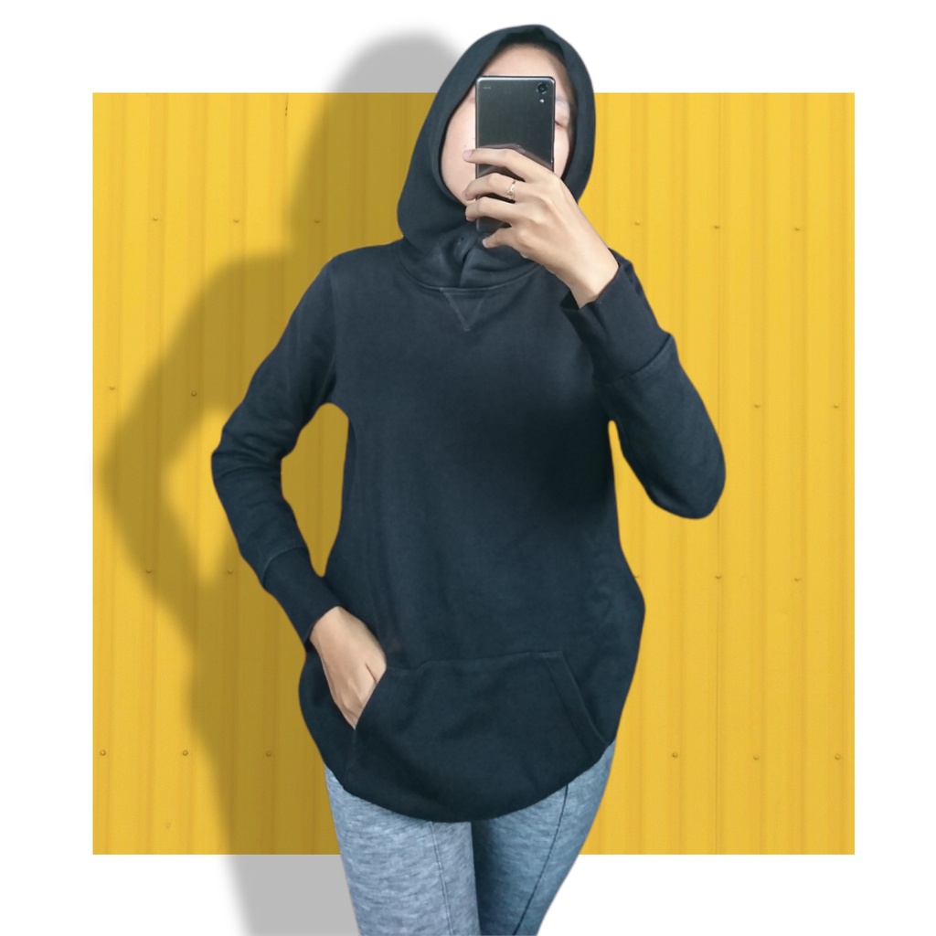 Hoodie Tunik   uniqlo warna hitam original