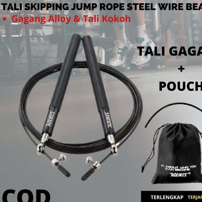 gs8pro Lompat Tali Tali Skipping Jump Rope Steel Wire Bearing 3M AOLIKES Tali Skipping Jump Rope Steel Wire Bearing Loncat Tali D053 GS8