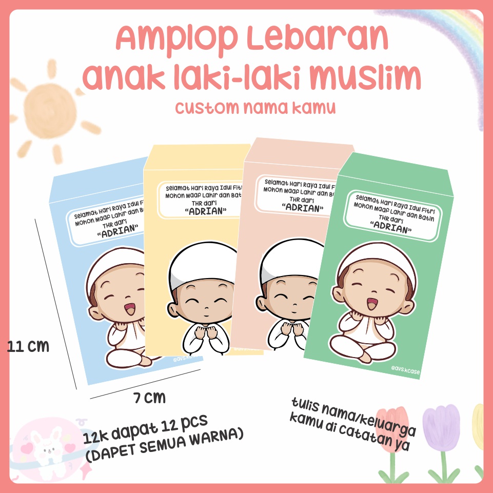 

Amplop Lebaran Anak Laki-laki Muslim Custom Nama kamu