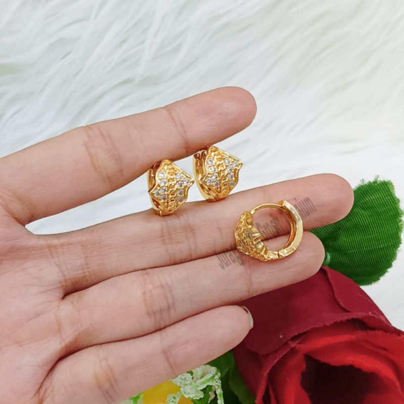 Anting Jepit Full Mata Mewah Super Cantik Anti Karat