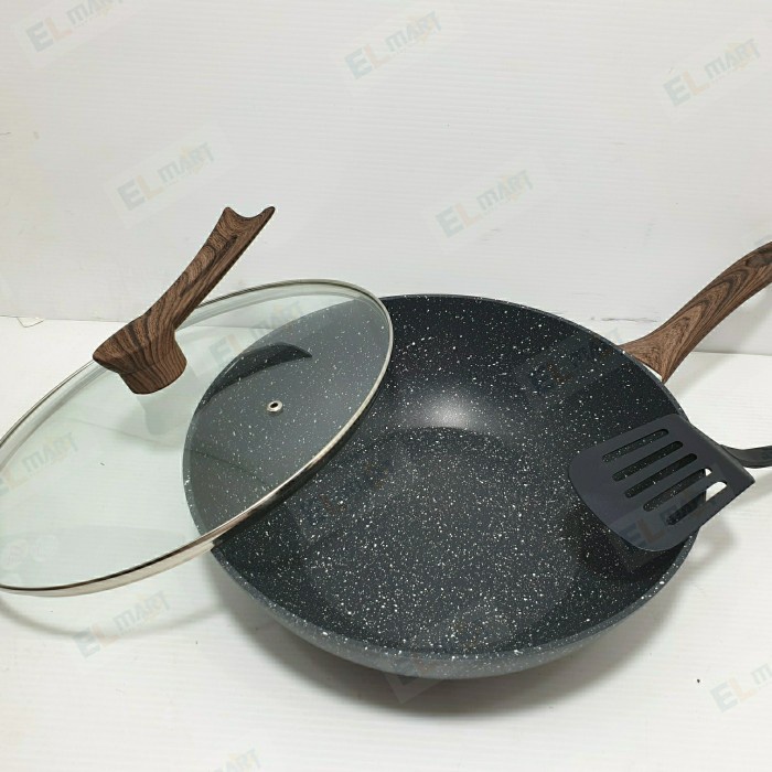 Wok Pan Idealife  Marble Coating 30cm IL 30WK Panci Wajan Anti Lengket/Wok Pan Idealife  Marble Coating 30cm IL 30WK Panci Wajan Anti Lengket/Wok Pan Idealife  Marble Coating 30cm IL 30WK Panci Wajan Anti Lengket