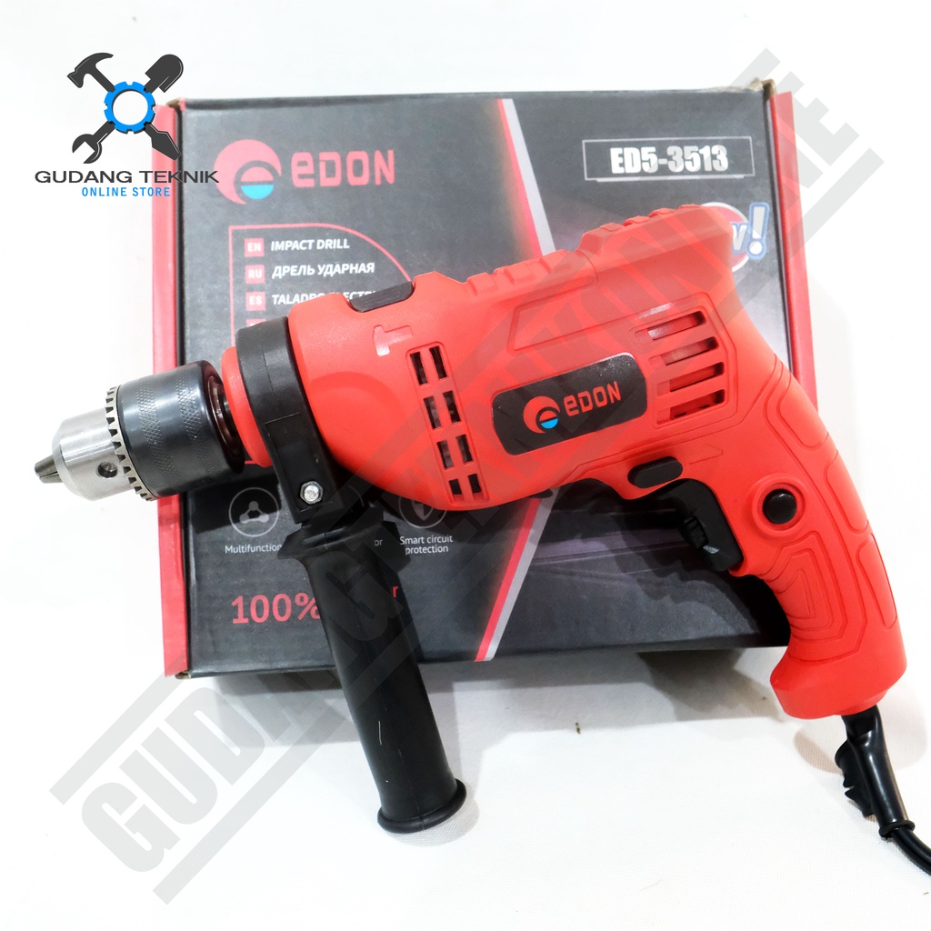 Mesin Bor Tangan 10mm 13mm EDON ED5-3513 ED5-3810 / Bor Tangan Listrik Besi Kayu Beton 10 13 mm ED5 3513 3810 Impact Drill EDON