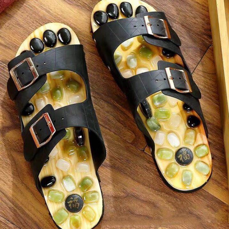 PREMIUM Sandal Pijat Refleksi Batu Giok Agate Ori Jade Gem Stone Rematik Kesehatan