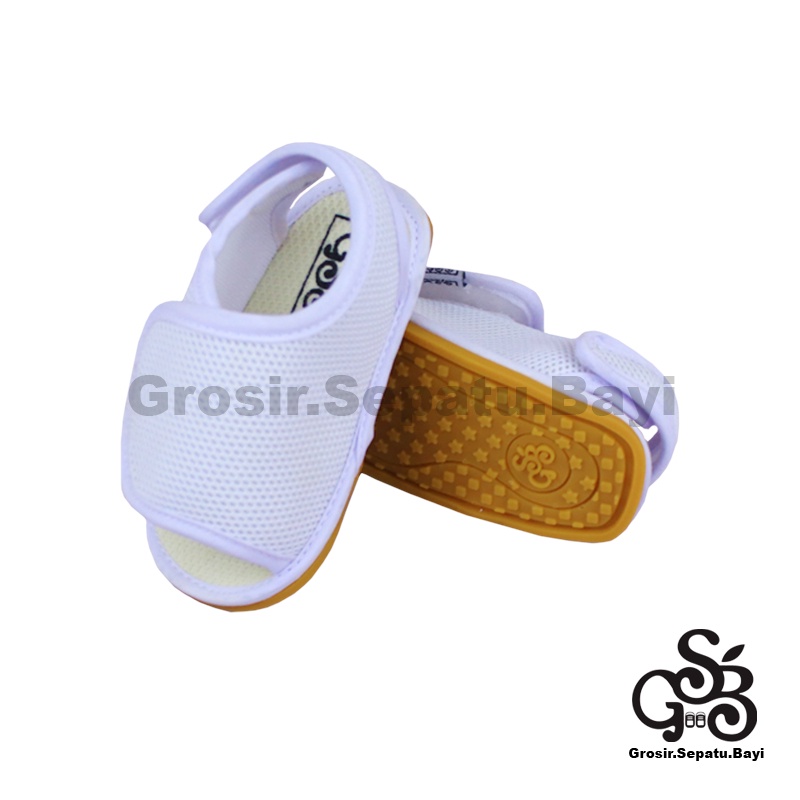 sendal bayi sepatu bayi sandal bayi  laki laki perempuan prewalker bayi  umur 2 - 12 bulan model casual S05 polos Putih ringan  fleksibel &amp; Anti Slip