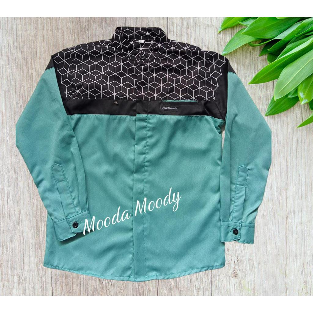 Mooda Moody - Kemko Anak Warna Hijau Mint Kemko Anak Laki laki Lengan Panjang warna Sage Green