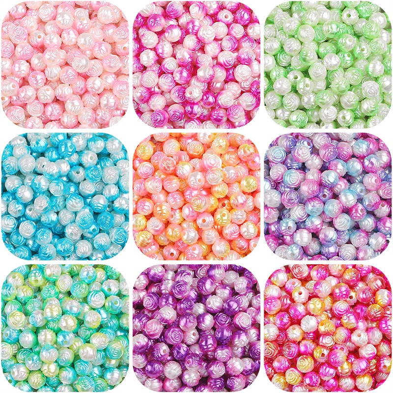 8mm Gradient Mermaid Pearl Beads pore-less gradient Color ABS Round imitation pearl DIY jewelry bracelet