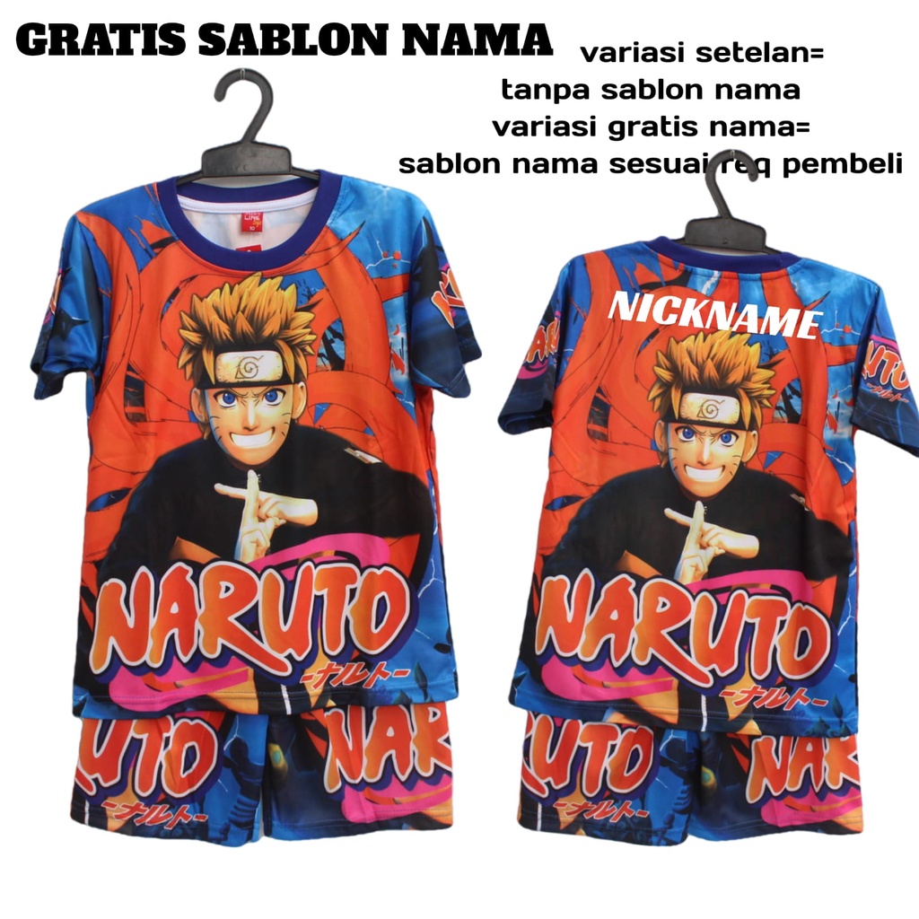 cod setelan naruto/kaos naruto anak bisa sablon nama