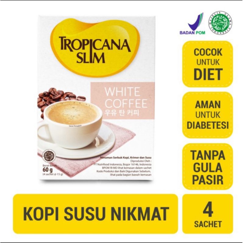 

Tropicana Slim White Coffee 4 Sachet - Kopi Susu Tanpa Gula Pasir
