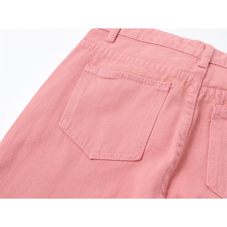 pink boyfriend high waist kulot celana jeans panjang wanita（realpict）