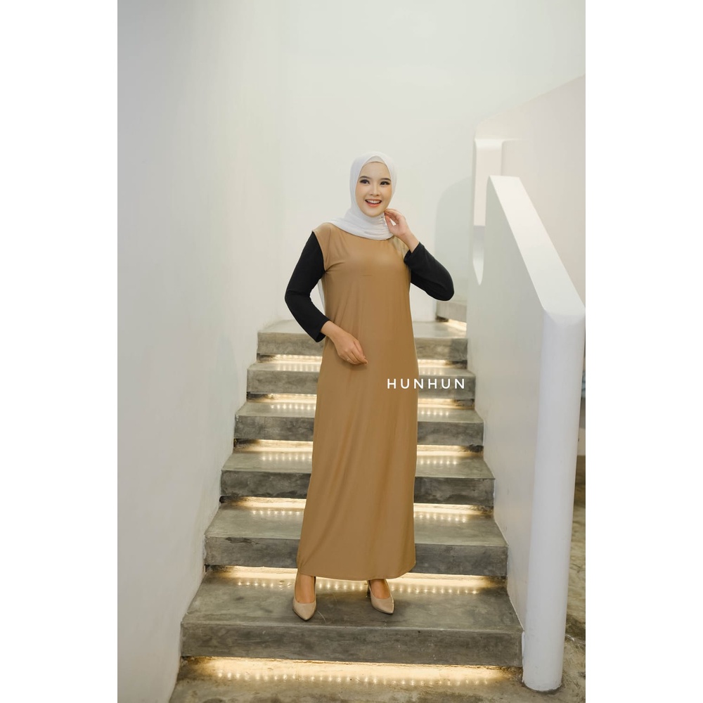 Span Inner Dress Inner Span INNER DRESS [SLEEVELESS] Bisa Buat Bumil |  SINGLET DALEMAN GAMIS MUSLIM ￼Inner Gamis / Daleman Gamis Hitam Polos Bahan Jersey