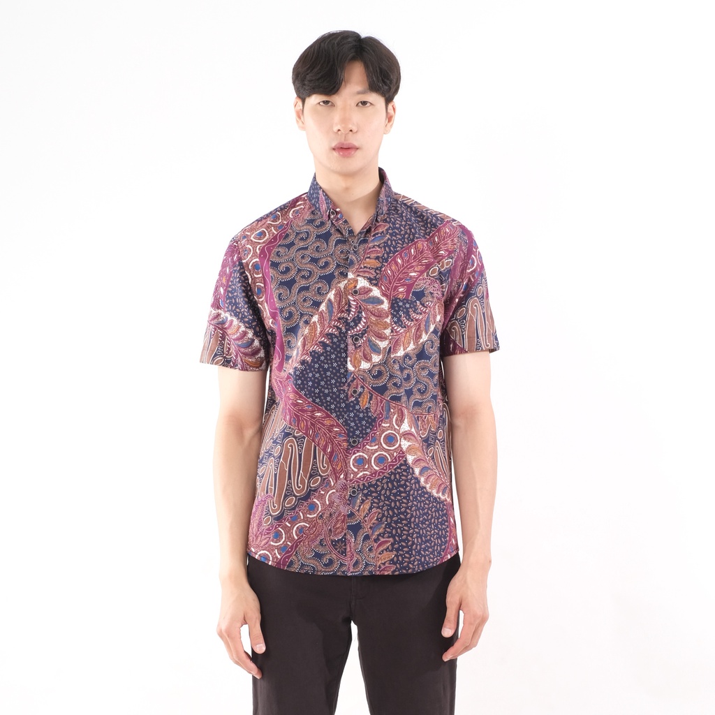 SANVANINA Kemeja Hem Batik Pria Slim Fit Motif Ramada | E-7009