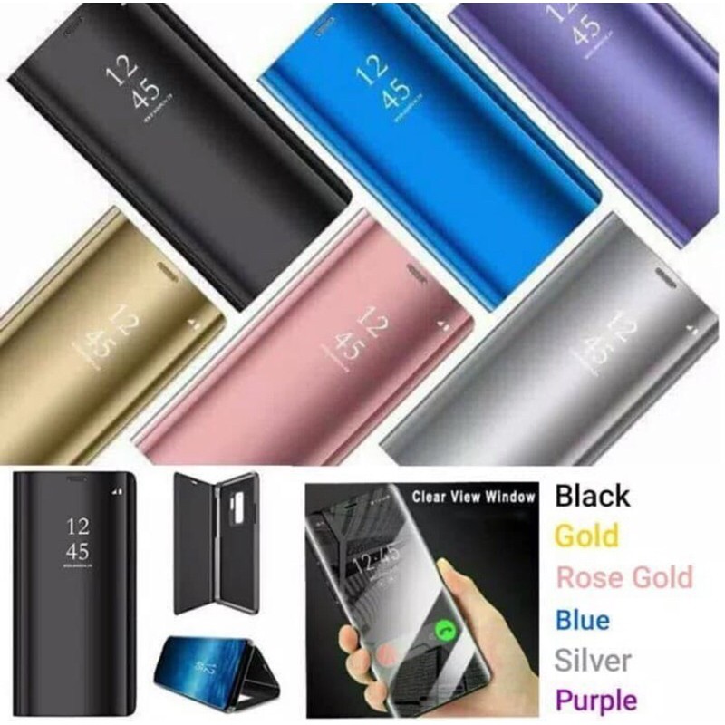 SAMSUNG S9 S9+ S8 S8+ S7 EDGE S6 EDGE Flip Cover Clear View Mirror Standing Flip Case