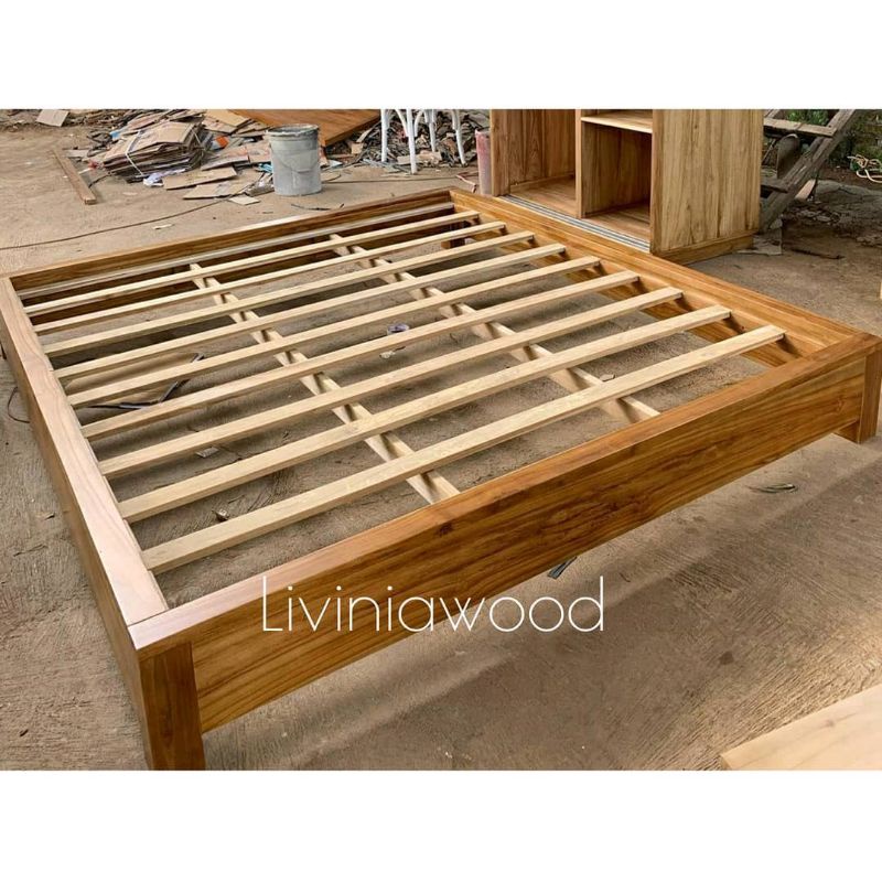 EL Tempat tidur minimalis dipan lantai minimalis kayu jati, ranjang divan lesehan