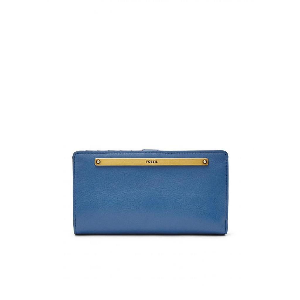 Fossil Liza Leather Slim Bifold Crystal Blue Dompet Wanita SL7891-967