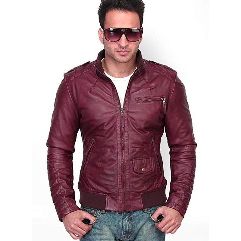 JAKET KULIT ASLI DOMBA MERAH MAROON SUPER PREMIUM / JAKET KULIT PRIA ORIGINAL