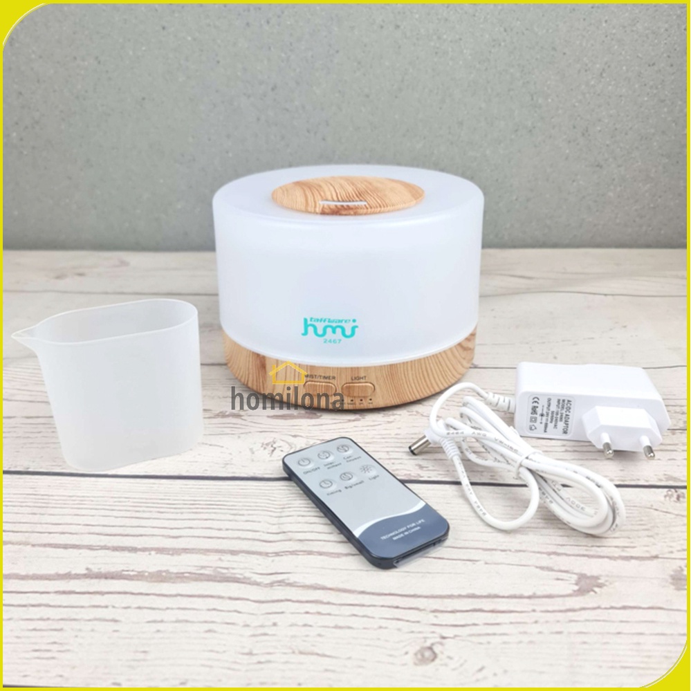 Humidifier Diffuser Aromaterapi 7 Color LED RGB 500ml Remote Control - Taffware HUMI 2467 / Alat Pengharum Ruangan Pelembab Udara Minyak Essential Oil Aromatherapy