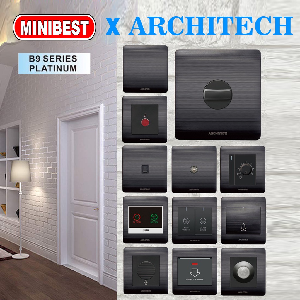 [MB] SAKLAR ARCHITECH STOP KONTAK PLATINUM BLACK B9 ARCHITECH  SAKLAR / SAKELAR / CETEKAN